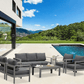Heynemo 6 Pcs Patio Furniture Set Aluminum Conversation Set Outdoor Sofa with Coffee Table, White
