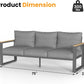 Royalcraft Aluminum Outdoor Couch, All-Weather Metal Patio 3-seat Sofa with Soft Thick Cushions, Patio Sofa Couch for Porch Backyard Garden, Grey