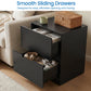 May in Color 2-Drawer Nightstand Set of 2, Handless Bedside Table for Bedroom, Living Room, Hallway, Black