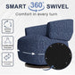 RoyalCraft Swivel Accent Chair, Fully Assembled Round Barrel Chairs, Oversized Upholstered Armchair with 360-Degree Base, Modern Club Chair for Living Room, Bedroom, Office, Blue