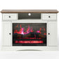 May in Color White TV Stand with 28'' Fireplace, Media Console Table with Adjustable Shelves, Entertainment Center with Double-door Design for Living Room, Bedroom