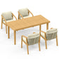 RoyalCraft Acacia Patio Dining Set 5 Pieces, Patio Dining Table and Chairs Set, Modern Outdoor Dining Furniture Set for Lawn Backyard Garden Deck, Beige