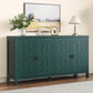 Heynemo Modern Sideboard Buffet Cabinet, 60'' Green Credenza with 4 Doors and Adjustable Shelves, Kitchen Buffet Table Coffee Bar Wine Bar Cabinet for Dining Room, Living Room, Forest Green