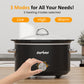 4QT Compact Slow Cooker & Food Warmer with 3 Temperature Settings, Removable Ceramic Pot, Dishwasher-Safe Glass Lid, Stainless Steel - Available in Black, Silver, and Blue