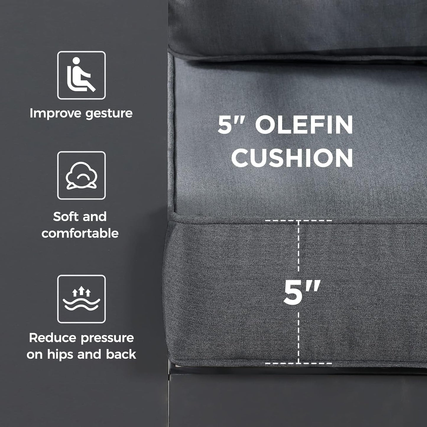 Superjoe 5 Piece Aluminum Outdoor Patio Bar Set with Fire Pit Table, Dark Gray