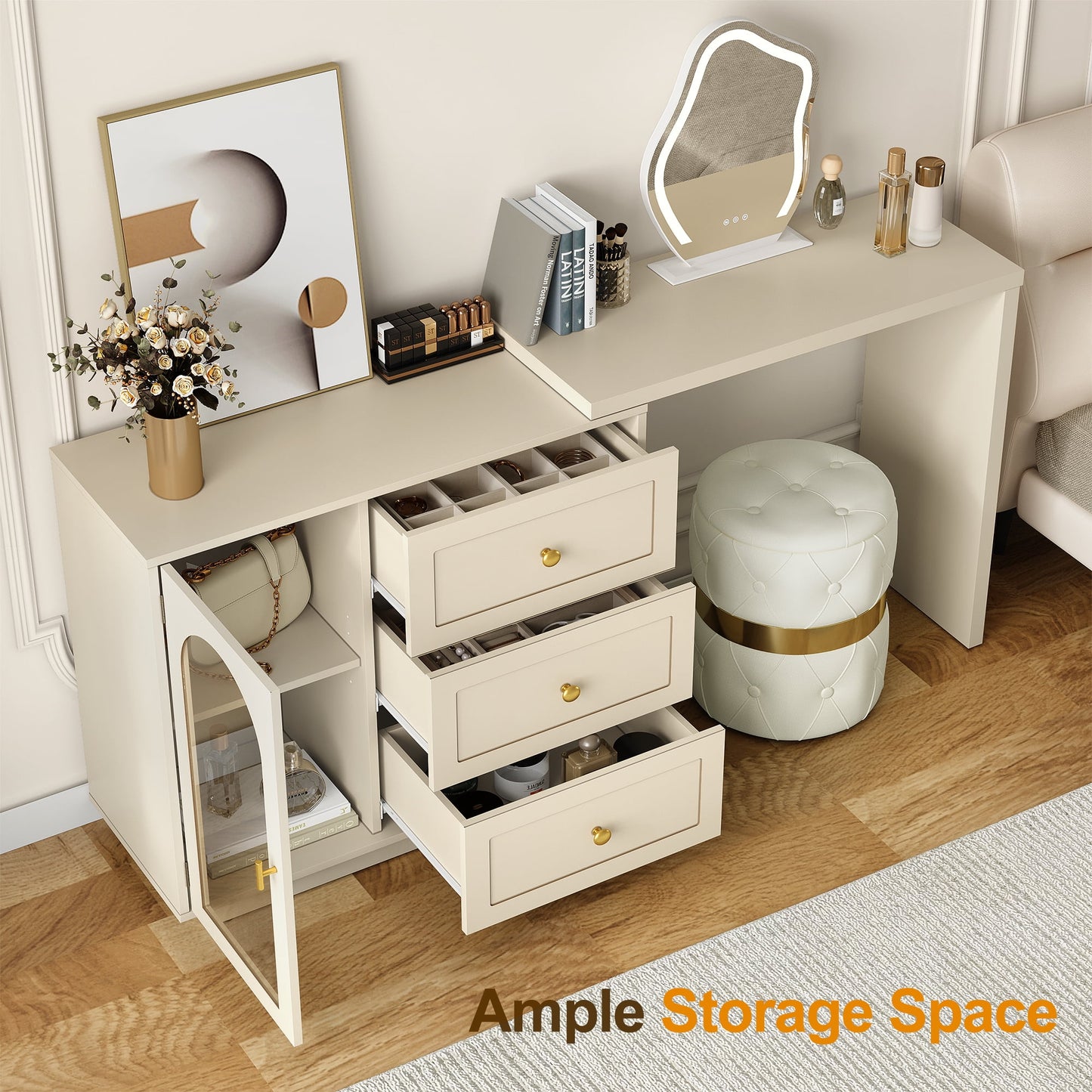 May in Color Modern Dressing Table and Chest of Drawers Combo, 3 Drawers & 1 Door, Perfect for Bedroom, Dressing Room
