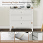 RoyalCraft Large White 3 Drawer Dresser Set of 2 with Fluted Panel, Modern Chest of Drawers with Silent Slide Drawers, Wood Accent Nightstand with Storage for Bedroom Living Room, Nursery, Hallway