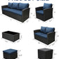 Royalcraft 9 Pieces Patio Furniture Set, All Weather PE Wicker Rattan Outdoor Sectional Sofa with Coffee Table and Navy Blue Cushion, Outdoor Furniture for Lawn Backyard Poolside Porch