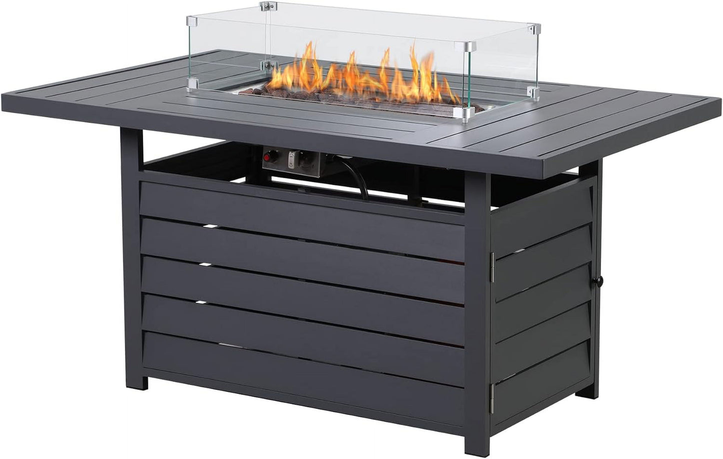 Superjoe Fire Pit Table, 54.3 inch., 50000 BTU Propane Gas Outdoor Fire Table Lava Rock