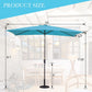 RoyalCraft 6.5 x 10 Ft Rectangular Patio Umbrella Aluminum Pole, Outdoor Table Market Umbrella with Crank, 6 Steel Ribs, Polyester Canopy, Light Blue