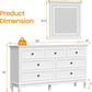 RoyalCraft White 7 Drawer Dresser with Mirror, Large Chest of Drawers for Bedroom, Modern Wood Dresser with LED Mirror for Bedroom, Living Room, White