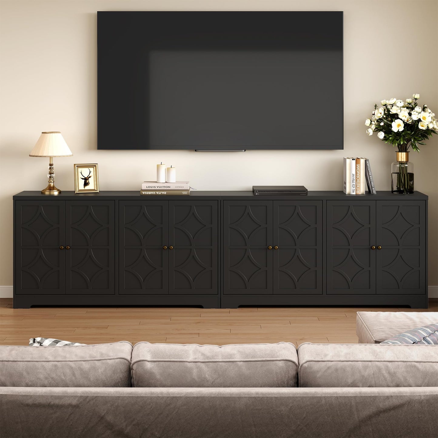 May in Color Sideboard Buffet with Storage Cabinet, 56" Modern Sideboard for Entryway, Dining Room, Living Room, Black