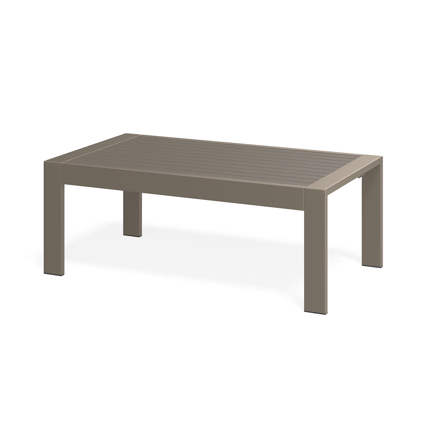 May in Color Outdoor Coffee Table Rectangle, Metal Patio Coffee Table for Balcony, Garden, Deck, Backyard, Beige