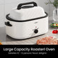 Sunvivi Roaster Oven with Self-Basting Lid, 22qt Electric Roaster with Removable Pan & Rack, Turkey Roaster Oven with Defrost & Warm Function, Stainless Steel, White