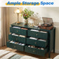 May in Color Fluted 6 Drawer Dresser, Wide Modern Chest of Drawers, Large Wood Storage Cabinet Organizer for Bedroom, Living Room, Hallway, Entryway, Green