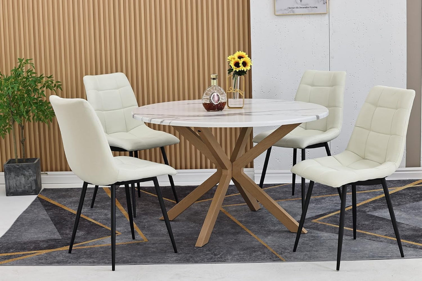 Royalcraft 47" Round Dining Table, Mid Century Modern Table for 4-6 Person£¬White