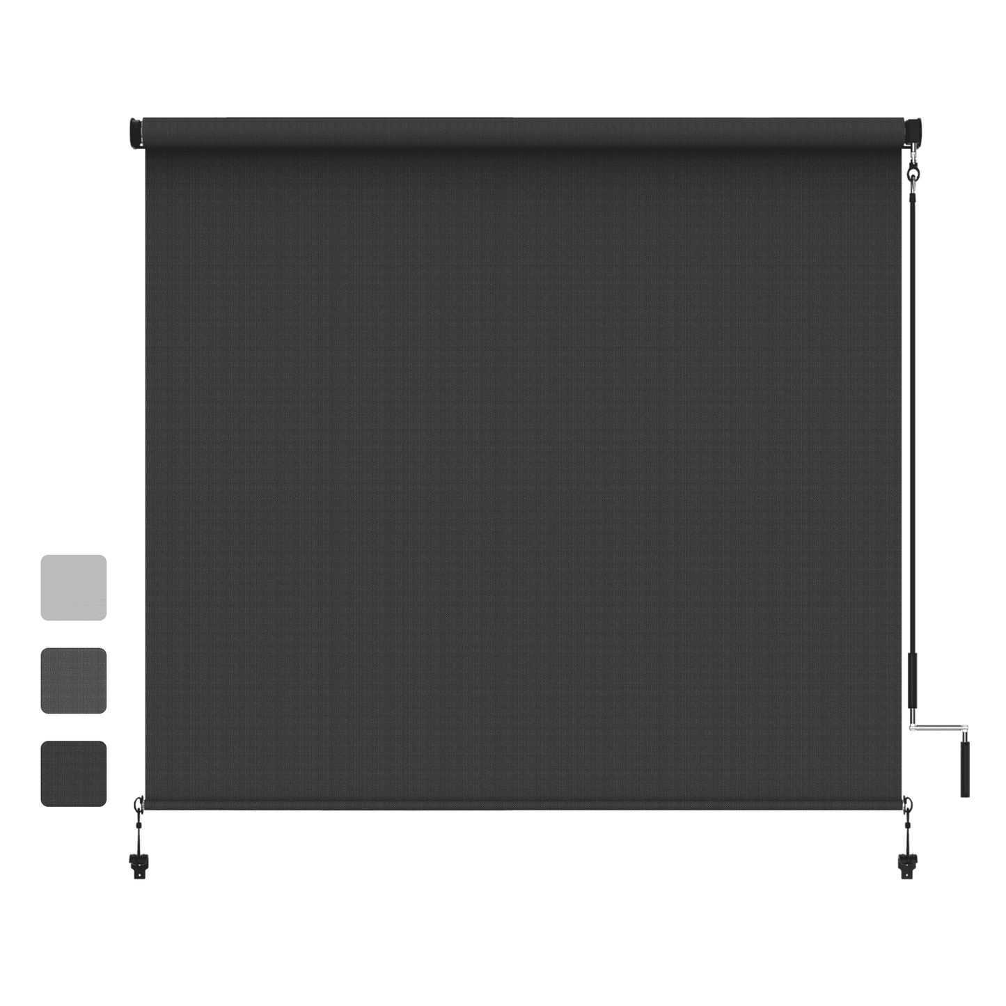 Heynemo 8'x 8' Outdoor Roller Shade, Cordless Patio Shade with Crank Handle, 95% UV Protection Outdoor Blind for Porch, Gazebo, Pergola, Black