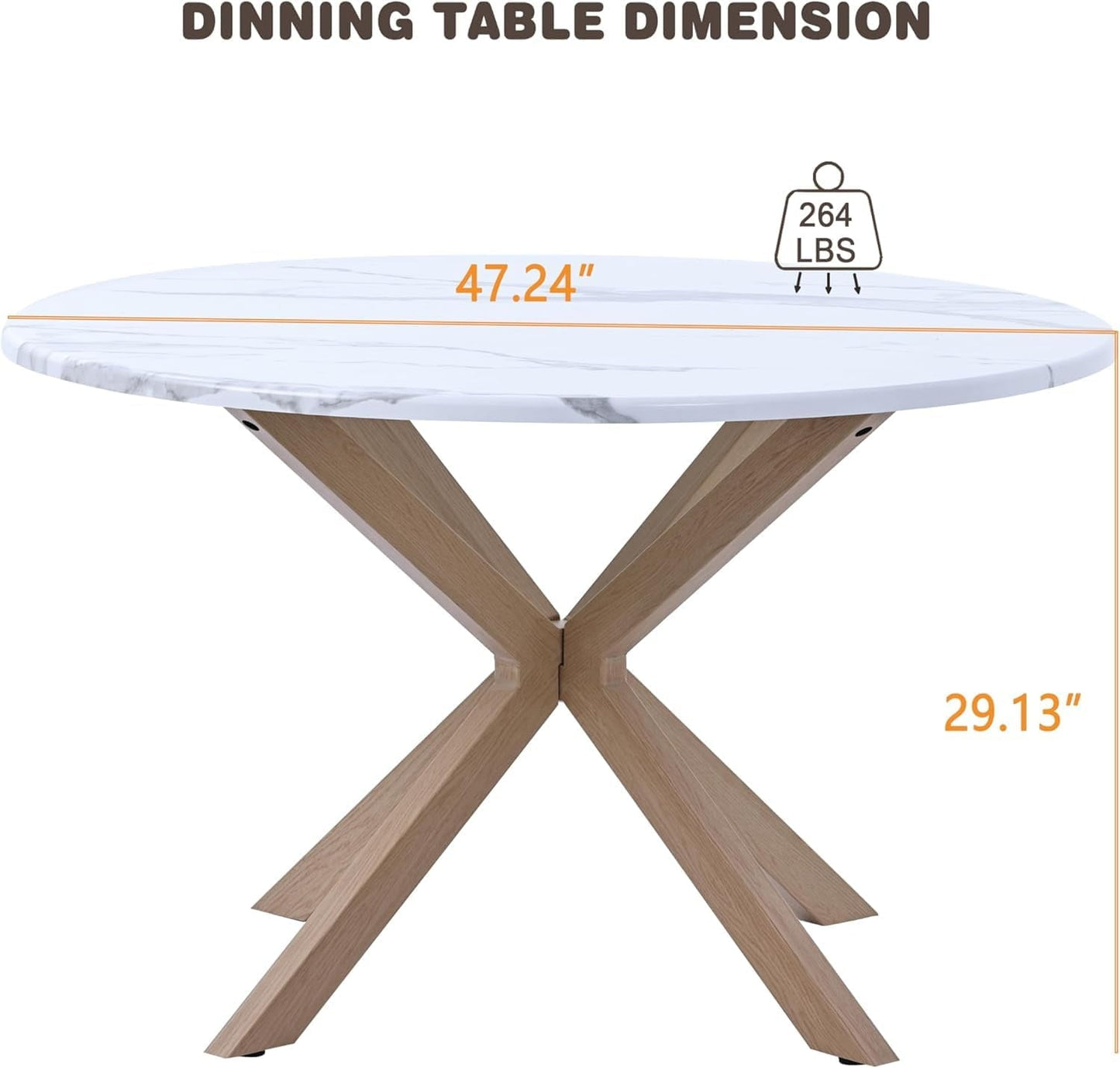 Royalcraft 47" Round Dining Table, Mid Century Modern Table for 4-6 Person£¬White