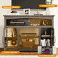 May in Color 47'' Farmhouse TV Stand with 18'' Fireplace Insert, TV Console with Adjustable Shelves, Glass Doors & LED Lights