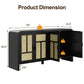 Heynemo 59'' Storage Cabinet with 4 Rattan Door (Set of 2), Boho Sideboard Buffet Cabinet with Adjustable Shelves, Large Entryway Table for Kitchen, Hallway, Dining Room, Living Room, Office, Black