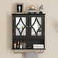 Superjoe Bathroom Medicine Cabinet with Mirror, Vanity Wall Mounted Storage Cabinet with Adjustable Shelves and Towel Bar, Hanging Wall Cabinet for Bathroom, Laundry, Living Room, Black