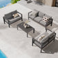 Superjoe Outside Patio Aluminum Coffee Table, Outdoor End Table with Aluminum Frame, Modern All-Weather Metal Rectangle Table Garden Furniture, Dark Grey