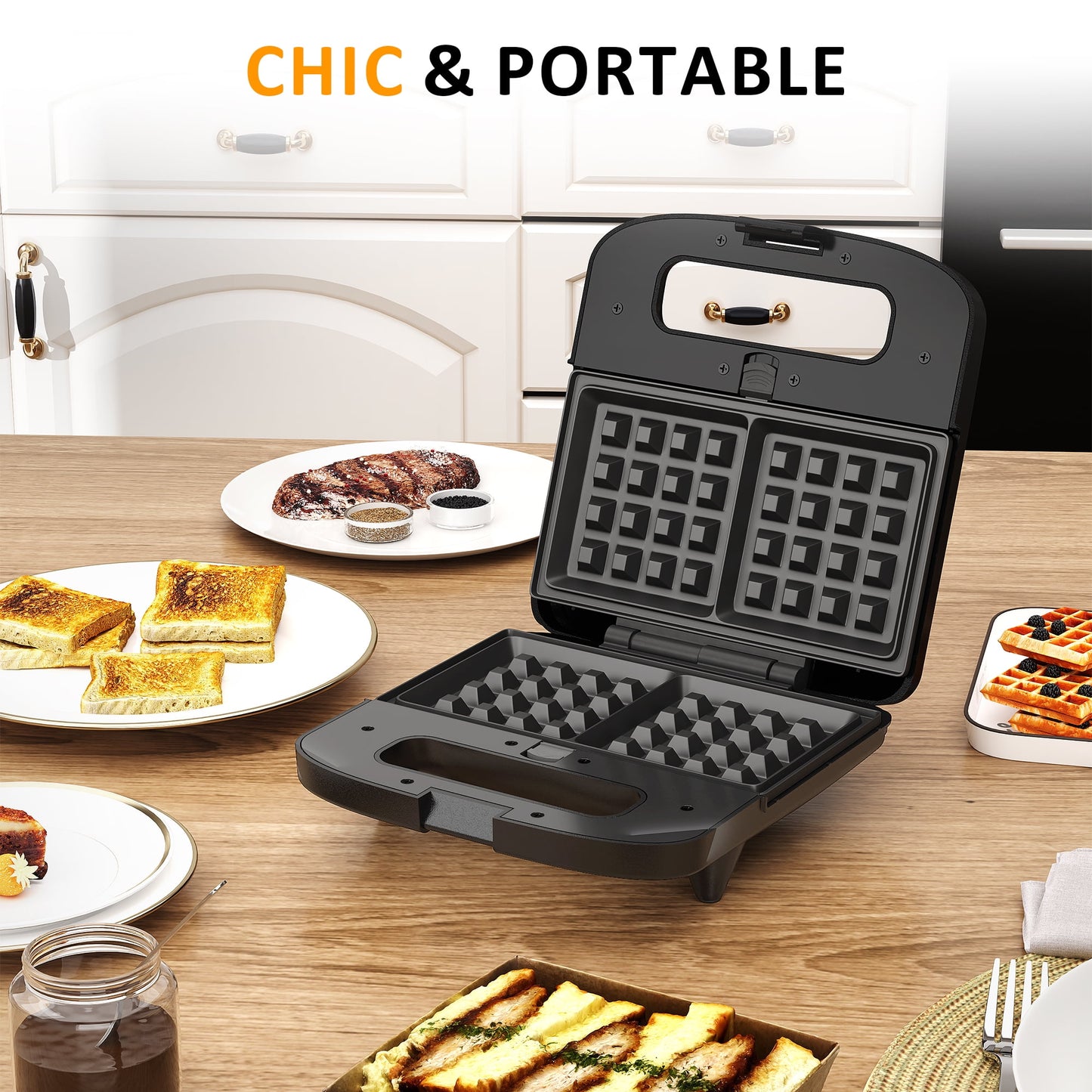 Heynemo 3 in 1 Electric Waffle, Grill & Sandwich Maker