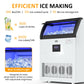 Sunvivi Commercial Ice Maker Machine, 265LBS/24H, 55LBS Storage Bin, Stainless Steel Under Counter Ice Machine for Restaurants, Bars, and Home Use, Includes Water Filter, Scoop, and Hose