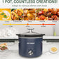Superjoe 2 Quart Slow Cooker, Small Slow Cooker with Removable Ceramic Pot, Slow Cooker Food Warmer with 3 Heating Settings & Dishwasher Safe Glass Lid, Blue