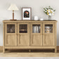 Heynemo Wood Sideboard Credenza with Storage, Buffet Cabinet with Adjustable Shelves, Accent Cabinet with Acrylic Accents for Living Room, Dining Room, Entryway