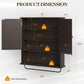 RoyalCraft Bathroom Medicine Cabinet with Mirror, Vanity Wall Mounted Storage Cabinet with Adjustable Shelves and Towel Bar, Hanging Wall Cabinet for Bathroom, Laundry, Living Room, Brown