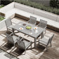 RoyalCraft 7 Pieces Patio Dining Sets, Aluminum Outdoor Dining Table with 6 Chairs, Outdoor Patio Dining Furniture Set with Removable Cushion for Lawn, Garden, Backyard, Gray
