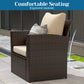 Heynemo 4 Seater Outdoor Patio Furniture Set, Rattan Wicker Patio Sectional Set with Coffee Table, Brown