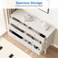 May in Color Fluted 6 Drawer Dresser, Wide Modern Chest of Drawers, Large Wood Storage Cabinet Organizer for Bedroom, Living Room, Hallway, Entryway, White