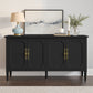 May in Color 58" Wood Buffet Cabinet, Mid-Century Modern Console Cabinet, with 4 Door & Media Storage, for Entryway, Living Room, Dining Room, Bedroom, Black