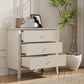 May in Color Large Fluted 3 Drawer Dresser, Wide Modern Nightstand Cabinet for Bedroom, Living Room, Entryway, Beige