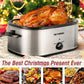 Superjoe 20 QT Electric Roaster Oven Turkey Roaster Pan, Stainless Steel Self-Basting Lid Removable Insert Pot, Silver