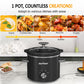 2QT Small Slow Cooker with Removable Ceramic Pot, 3 Heating Settings, Dishwasher-Safe Glass Lid, Black