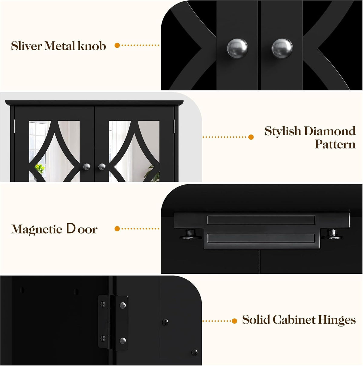Superjoe Bathroom Medicine Cabinet with Mirror, Vanity Wall Mounted Storage Cabinet with Adjustable Shelves and Towel Bar, Hanging Wall Cabinet for Bathroom, Laundry, Living Room, Black