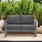 Superjoe Outdoor 2-Seat Patio Aluminum Loveseat Sofa Couch Furniture with Light Grey Cushions, Grey