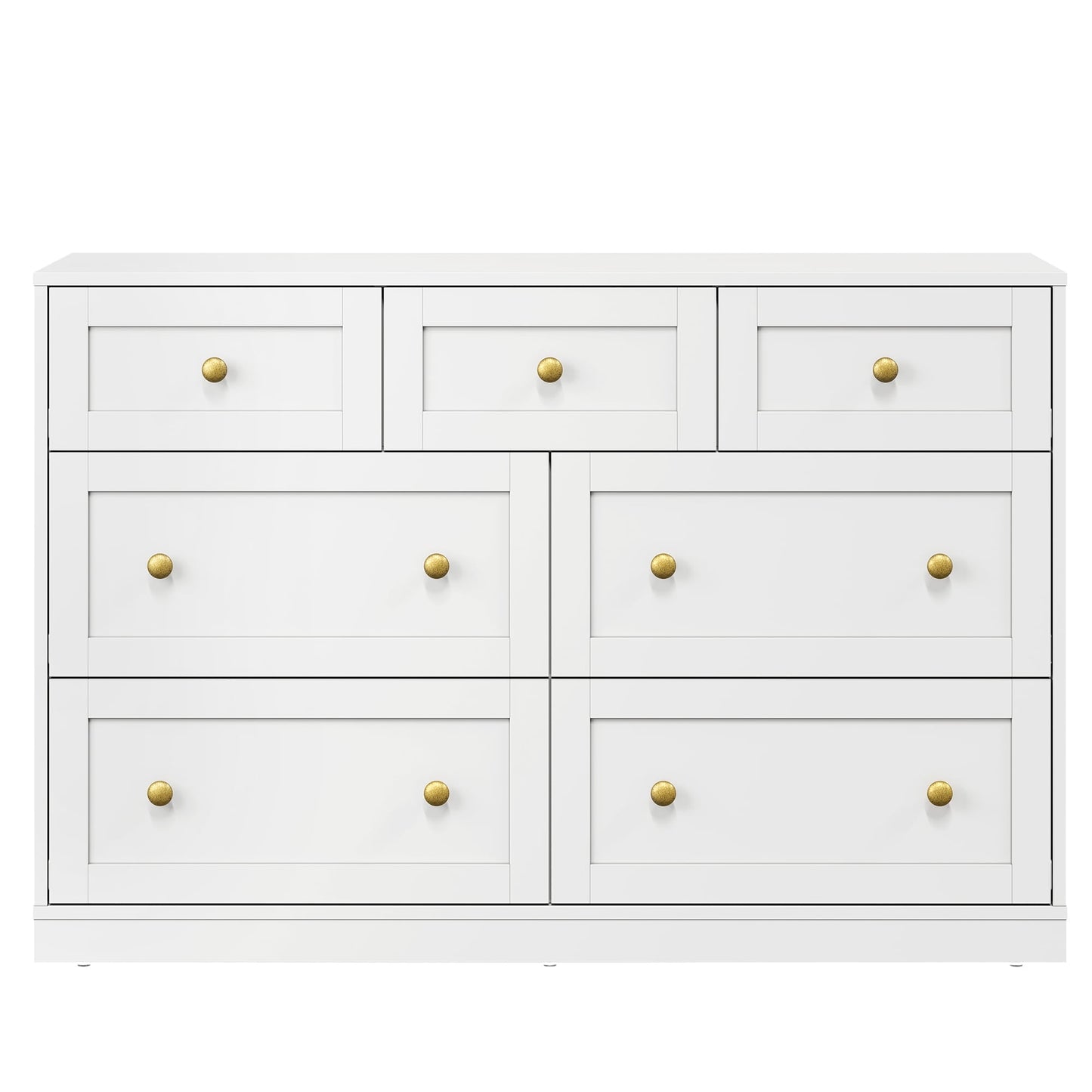 May in Color Dresser for Bedroom with 7 Drawers, Wood Drawer Organizer for Bedroom, Living Room, Hallway, White
