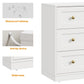 May in Color 3 Drawer Nightstand, Modern Wood End Table with Gold Knobs, White