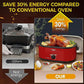 Sunvivi 26 Quart Electric Turkey Roaster Oven with Visible Glass Lid,Removable Pan & Rack, Stainless Steel,Red