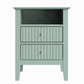 Heynemo Green Fluted Nightstand with 2 Drawers, Modern Wooden Sofa Table for Small Spaces, Tall End Table for Bedroom, Living Room
