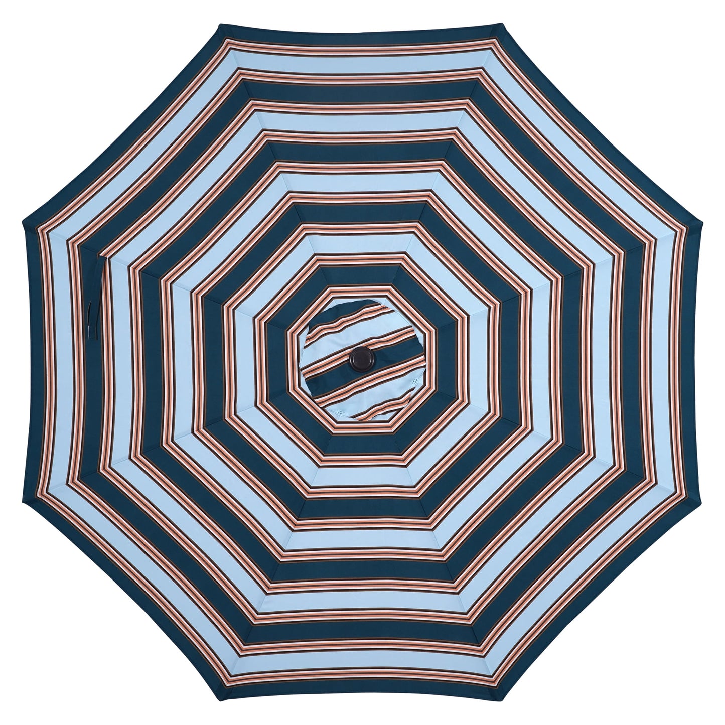 Superjoe 9 ft Striped Patio Umbrella Market Umbrella with Push Button Tilt and Crank, Blue & Brown Stripe