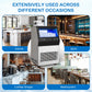 Commercial Cube Ice Maker Machine: 88-110 lbs/24H, 8-15 Minutes Fast Ice Production, Large Ice Maker with Dual Water Supply, Energy-Efficient for Home, Bar & Restaurant, Sliver