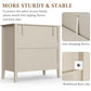 Mayincolor Large Fluted 3 Drawer Dresser, Wide Chest of Drawers with Modern Nightstand Cabinet Wood Dresser with Spacious Storage for Bedroom, Hallway, Living Room, Entryway, Beige