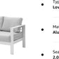 Superjoe Outdoor 2 Seats Patio Aluminum Loveseat Furniture, All-Weather Sofa Couch White Metal Chair with Cushions, Light Grey