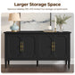 May in Color 58" Wood Buffet Cabinet, Mid-Century Modern Console Cabinet, with 4 Door & Media Storage, for Entryway, Living Room, Dining Room, Bedroom, Black