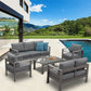 Superjoe 5 Pcs Outdoor Aluminum Furniture Set 7 Seats Patio Sectional Chat Sofa Set Metal Conversation Sofa with 5 Inch Cushion and Coffee Table for Balcony, Garden, Dark Grey